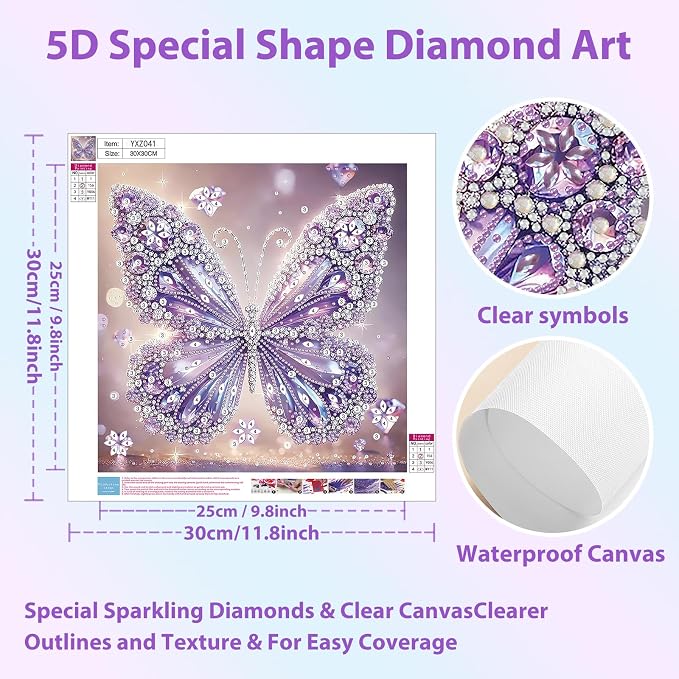 Butterfly Diamond Art Kits for Adults Special Shape Diamond Painting