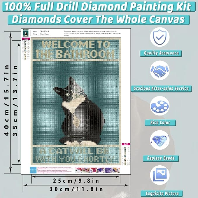 Black Cat Diamond Art Kits for Adults Diamond Painting Kit for Beginner