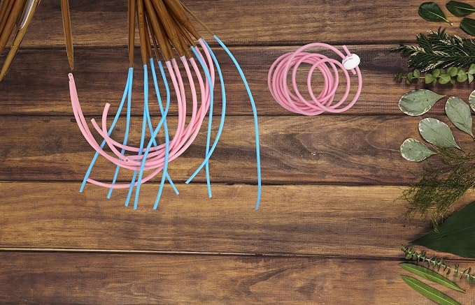 MEYAGO 2PCS PVC Knitting Stitches Holder Barber Cord Stitch Markers Knit Stiches Keeper PVC Knitting Cords with Knitting Needle Stoppers in Storage Tin
