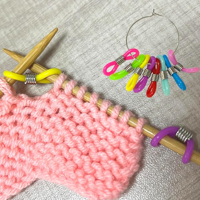 SPANSEE 8 PCS Knitting Needle Stoppers, Knitting Needle Hugger, Stitch Stopper, Project Keeper, Knitting Crochet Supplies, Knitting Accessories, Needle Minder, Needle Stopper