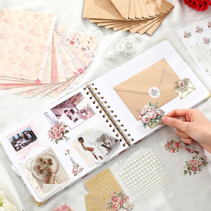 Humyoun Letters to Bride Scrapbook,10.5 X 8.25 Inch,Rose Style,Pink