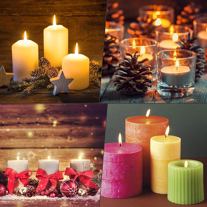 buluker 300Pcs Functional Smokeless Candle Wicks - Pre Waxed Cotton Wick with Metal Sustainer Tabs for Pillar Candle Making and DIY, 9cm/3.5in, 15cm/6in, 20cm/8in