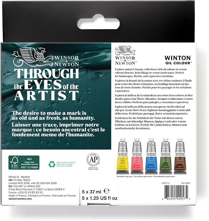 Winsor & Newton Winton Oil Color Paint Set, Botanicals, 5 x 37ml Tubes | Artist pigments, Durable, Lightfast, Permanent, Uniform Consistency, Great Pigment Load