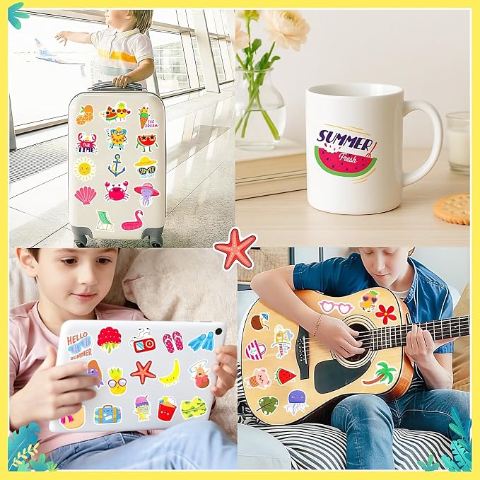 300Pcs Summer Stickers for Kids, Hawaiian Beach Stickers, Tropical Stickers