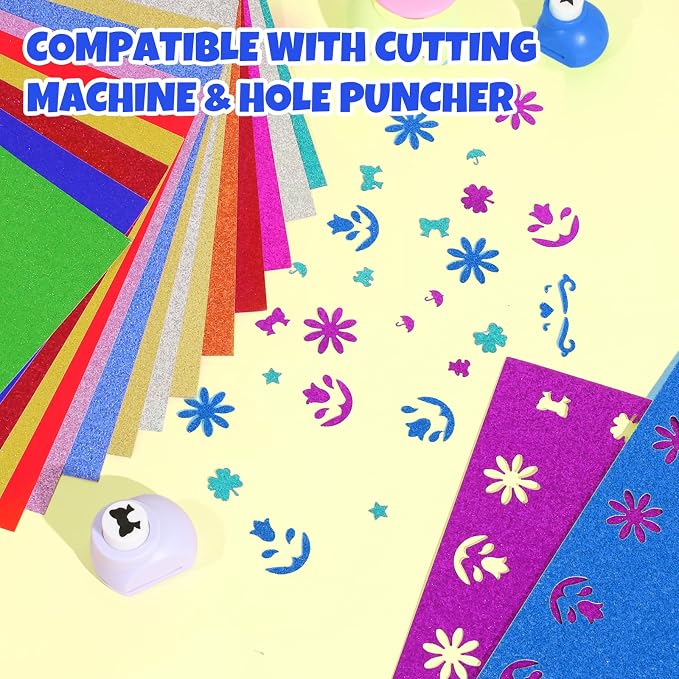 TUXIYA 50 Sheets 8.5" X 11" Glitter Cardstock,50 Colors 250GSM Card stock