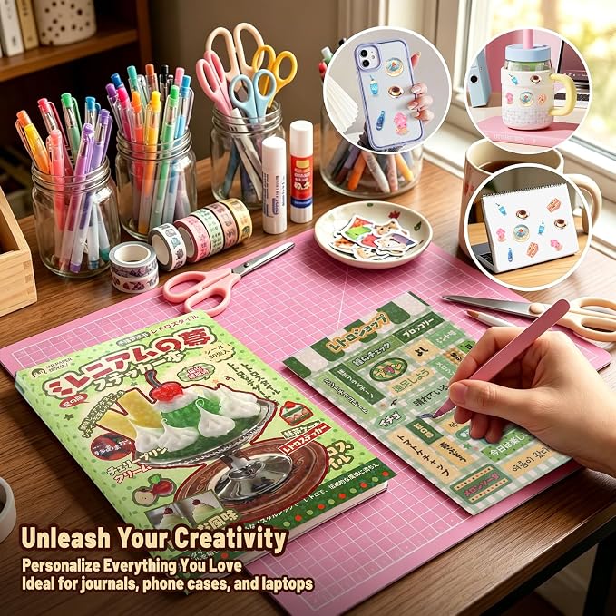 Tmtains 60 Sheets Japanese Sticker Book for Scrapbook Junk Journal Heisei Retro Manga & Ice Cream Style Korean Stickers for Journaling Aesthetic Cute Sticker Book for Adults DIY Crafts (Yellow&Green)