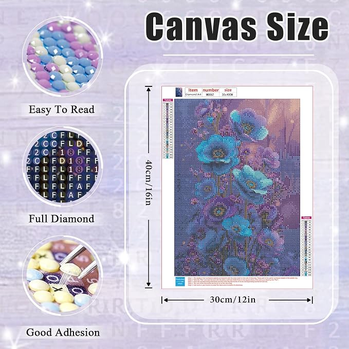 Amaieuin Flower Diamond Art Kits for Adults Beginners 12x16in