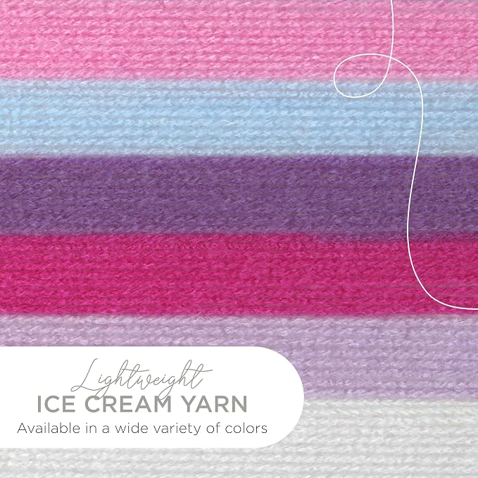 (1 Skein) Lion Brand Yarn Ice Cream Baby Yarn, Raspberry Ripple