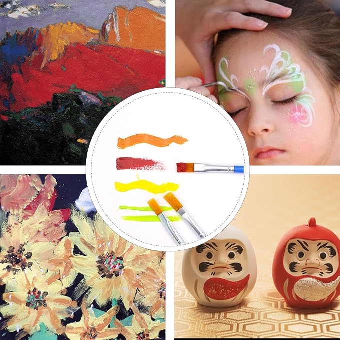 AROIC 180pcs Flat Paint Brushes Set, Small Brushes Bulk Nylon Hair | Kids Acrylic Oil Watercolor Artist, Professional Painting for Classroom Students