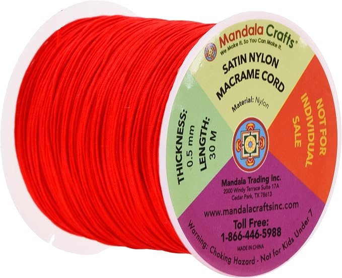 Mandala Crafts 0.5mm Assorted Rattail Nylon Satin Cord for Jewelry Making