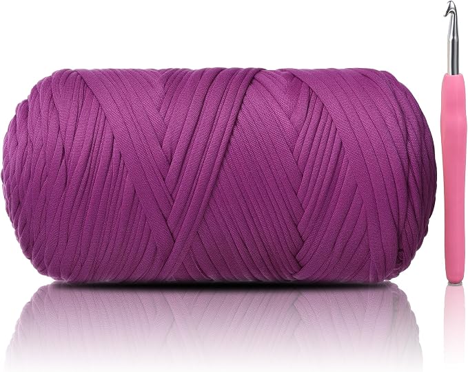 2 Pack T-Shirt Yarn - Together 800g/236 Yards Elastic Fabric Crochet Cloth T-Shirt Yarn, Thick Hand Knitting Yarns for Crocheting Bags/Rugs/Baskets/Craft Project (Modern, 1-Dark Fuchsia)