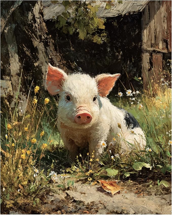 AUKELHJ Paint by Numbers Kit for Adults Beginner, Pig, 16X20 Inch | Paint by Number for Adults, Beginner Friendly, High-Definition Color Canvas, Stress Relief, Home Decor, Gifts, Unframed