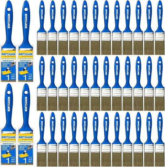 King Origin 1.5 Inch Paint Brush Set, 40 PCS 1-1/2 Inch (38mm) | Flat Paint Brushes for Walls, Furniture, Crafts, Art, Professional DIY Painting & Touch-Ups