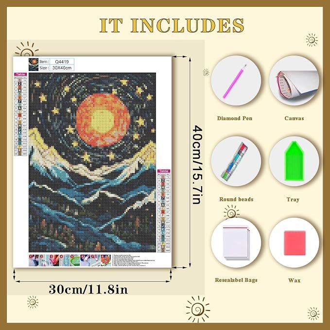 DOTSOPS Mountain Diamond Art Painting Kits DIY Paint by Diamonds for Adults | Crafts DIY 5D Diamond Art Packs Kits for Adults,Round Full Drill for Beginner,Home Wall Decoration Gift 11.8 x 15.7 Inches