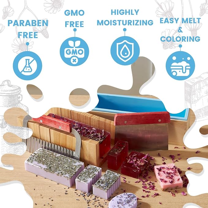 PIUH Goat Milk Soap Making Kit with Soap Melter and 5 Lbs Soap Base | SLS/SLES Free, No Palm Oil Soap Making Supplies Kit with Natural Goats Milk Soap Base for Starter Adults Soap Makers