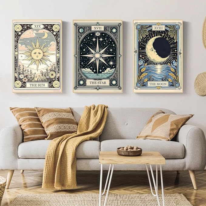 Tarot Paint by Numbers Kit for Adults with Frame, 3 Pack, 7.8x11.8 inch | DIY Painting Kits Crafts for Adults, Relieve Stress, Frame Canvas, Wooden Easel, Gift Box, Home Wall Decor