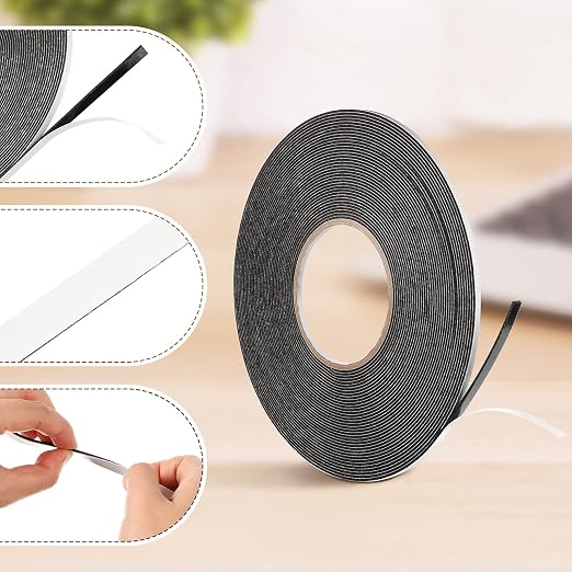 Tatuo 2 Rolls Double Sided Foam Tape for Mounting,1/4 Inch by 50 Feet,Black
