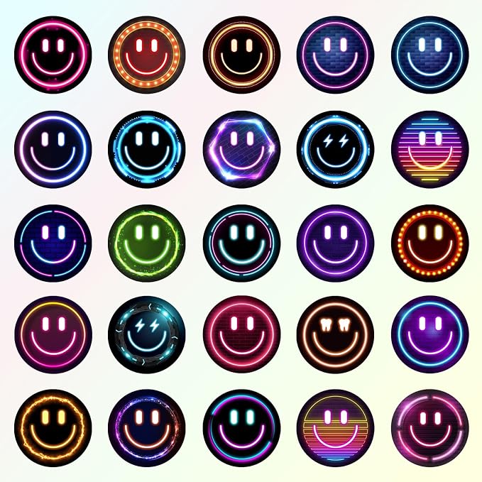 50PCS Smile Neon Stickers, Cute Water Bottle Stickers for Kids