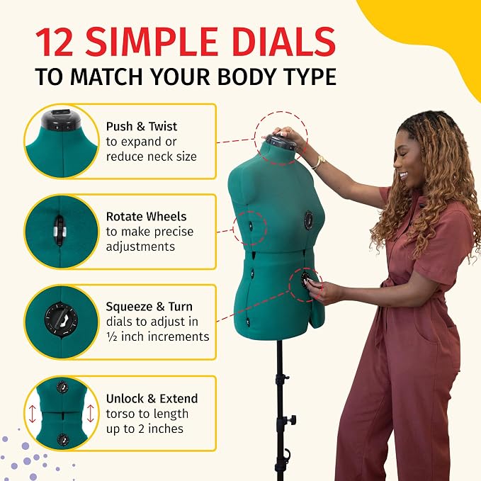 Dritz Sew You Adjustable Dress Form, Medium/Large Sizes, US 12-18 | Female Clothing Mannequin for Sewing, Fitting, and Draping