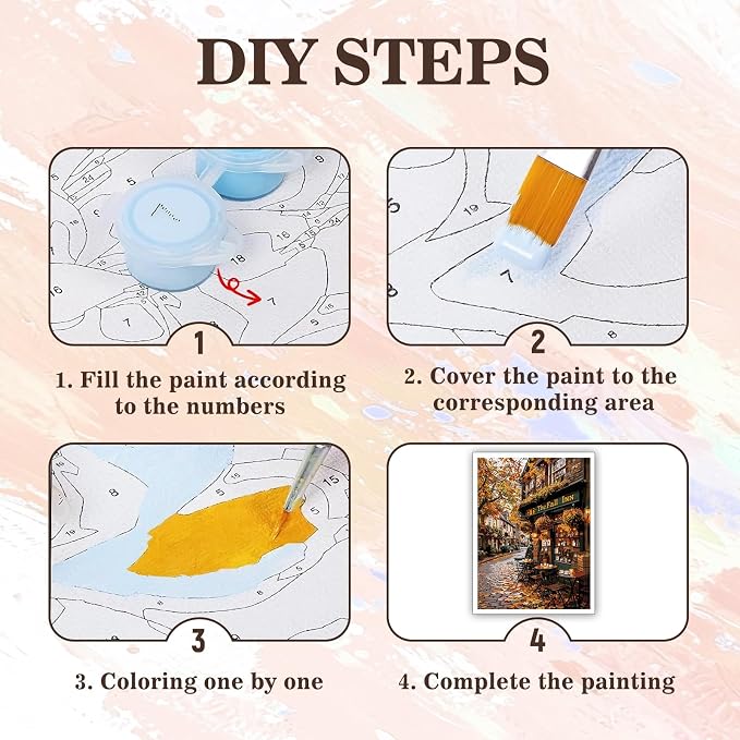 Autumn Paint by Numbers kit for Adults, Fall DIY Painting Kits 16x20inch | Autumn Paint by Number Adult, Inn Painting by Numbers for Adults, Arts and Crafts for Adults, Gifts and Home Decor