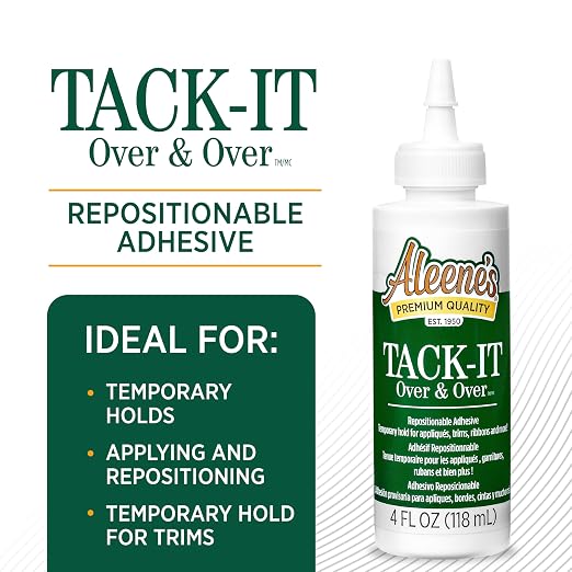 Aleene's Tack-It Over & Over Liquid Glue 4 fl oz, Repositionable and Removable Adhesive, Clear