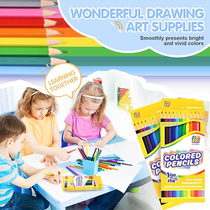 288 Count Colored Pencils Bulk, 12 Assorted Colors, 24Packs Pre-sharpened Coloring Pencils Set for Kids,Back to School Supplies,Teachers Essential Classroom Art Prizes