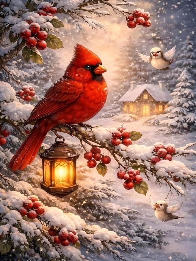 HHMATITS Christmas Cardinal Diamond Art Kits for Adults 12 X 16Inch