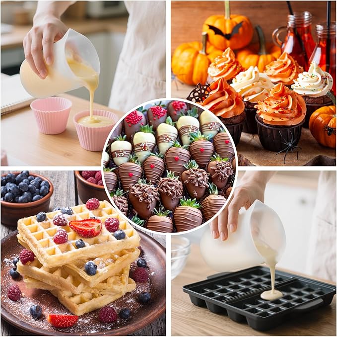 Palksky Silicone Melting Cups Set, 6PCS Chocolate Melting Pots (250ml–1L), Heat Resistant Pouring Cups for Candy, Butter & Chocolate, Reusable Baking Tools for Dipping, Decorating & DIY Molds