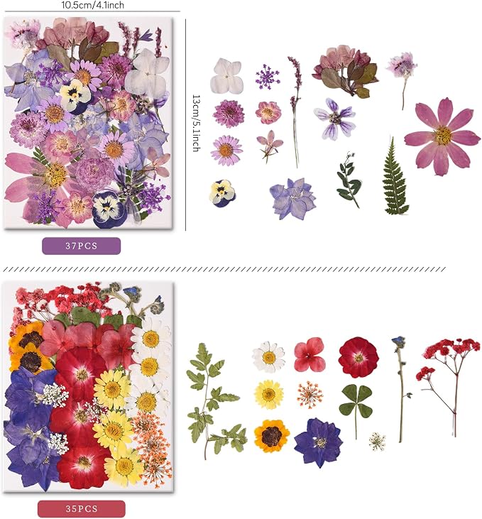 132 PCS Pressed Flowers for Resin Molds, Colorful-g | Real Dried Flower Leaves for Resin Jewelry Making Dry Flowers for Scrapbooking Crafts DIY Soap Candles Making Nails Décor