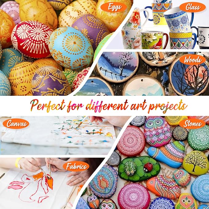 Caliart 72 Colors Acrylic Paint Set with 12 Brushes | Craft Painting kit for Adults Artists Beginners, Rich Pigment Non-toxic, Canvas Wood Rock Pumpkin Ceramic Art Supplies Paint