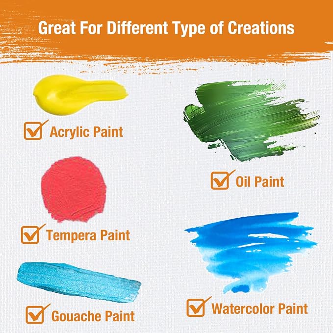 Canvas Boards for Painting 11x14 Inch, 24-Pack Bulk Canvas Value Pack - Blank Paint Canvas Panels for Acrylic, Oil, Watercolor, Tempera, Gouache