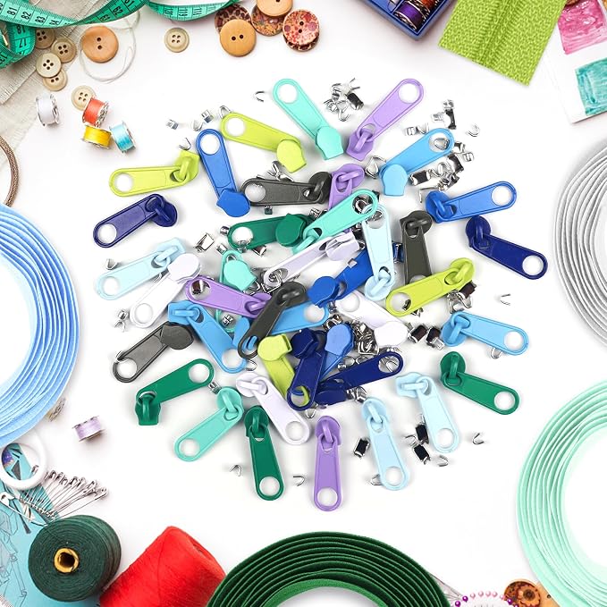 DOITEM 31 Yards / 28 m 10 Pieces Sewing Zippers #3 Nylon Coil Zippers Assorted Zipper for Sewing with 40 Zipper Sliders for DIY Tailor Sewing Crafts Supplies, 10 Color