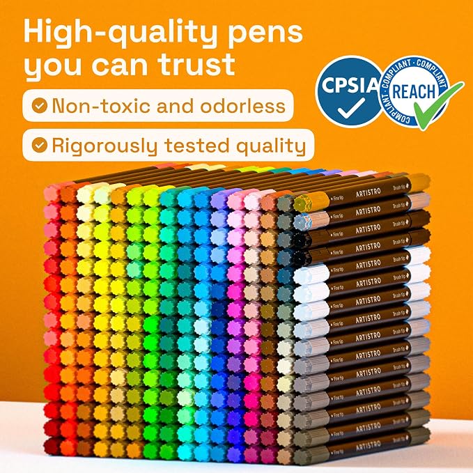 ARTISTRO Dual-Tip Acrylic Paint Marker Pens - Set of 240 | For Fabric, Rock, Glass, Wood, & Coloring Books, Arts & Crafts Gift, Classroom Must Haves & School Supplies (Dot & Fine Tips)