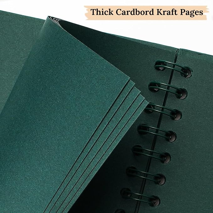 Scrapbook Photo Album 7"x7" 20 Sheets 40 Pages Hardcover Kraft Paper Khaki