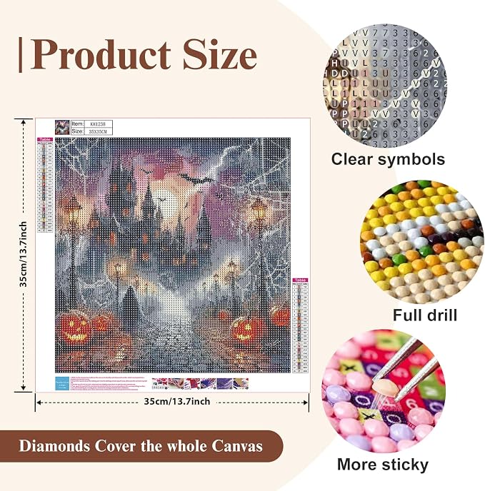 5D Halloween Haunted House Diamond Painting Kits for Adults 13.7x13.7 Inch