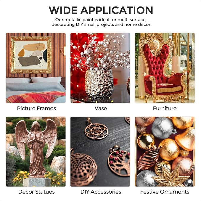 Nicpro Acrylic Paint Set Metallic,12oz/360ml Gold Leaf Paint