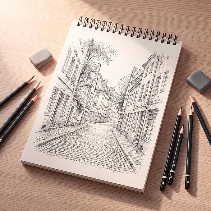 Sketch Book 9 x 12 Inch Drawing Pad for Kids Adults Beginners Acid Free Paper Spiral Bound Sketchbook for Drawing Colored Pencils Charcoal Pastels Art Class Travel