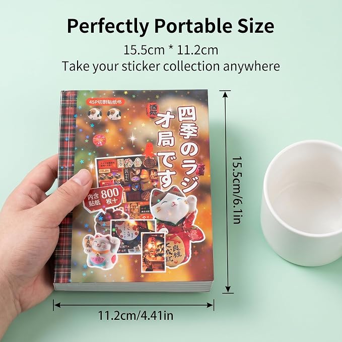 Tmtains 800Pcs Japanese Sticker Book for Scrapbook Romantic Series Comic Style Kawaii Korean Sticker for Journaling Vintage Aesthetic Japanese Stickers Book for Adults DIY Journal Gifts (Four Seasons)