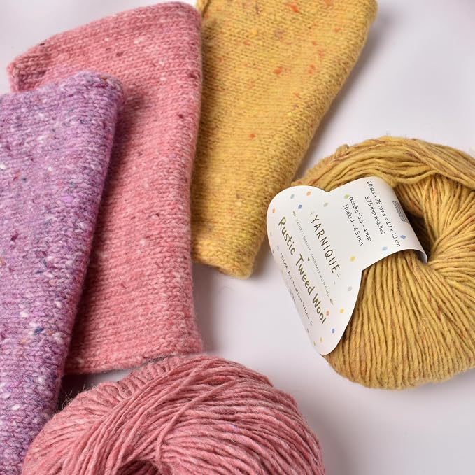 Rustic Tweed Wool Yarn, 1oo% Australian Wool, DK, 4 Skeins 200g/656yds (3165 Autumn Ochre Fleck), Colorful Tweed Yarn | Cozy Wool Texture | Refined Everyday Knits