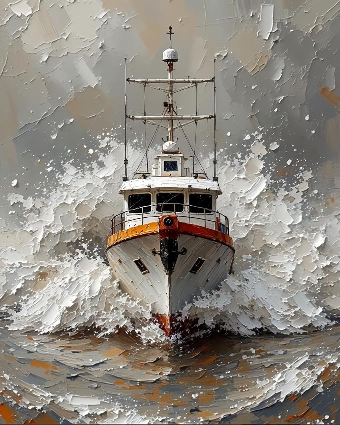 GXGLLPZBY Ship Painting by Numbers Kit for Adults Beginner,15.7X19.7 Inch | Paint by Numbers for Adults,Adult Paint by Number Kits on Canvas,Number Painting Acrylic Oil Painting,for Home Wall Decor