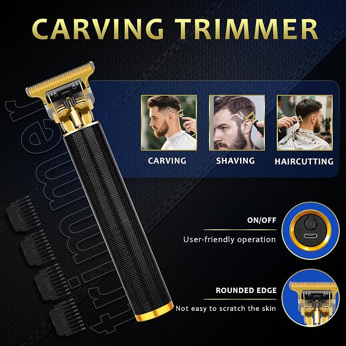 Hair Clippers for Men with LED Display, 4-Piece Cordless Grooming Kit with Hair Clipper, Beard Trimmer, Foil Shaver & Nose Trimmer, Complete Set for Home Barber