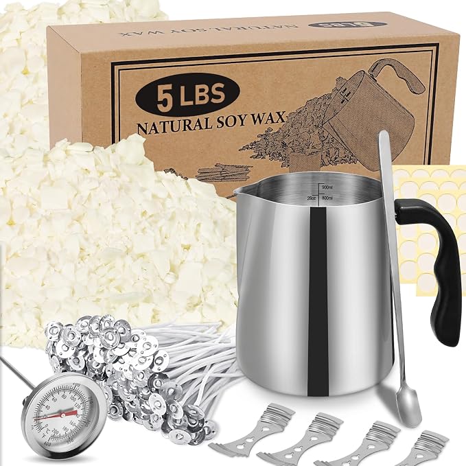 SAEUYVB Candle Making Kit,5 lbs Candle Wax for Candle Making | Natural Soy Wax Flakes with Pouring Pot for Candle Making,Candle Making Supplies for Adults Beginners