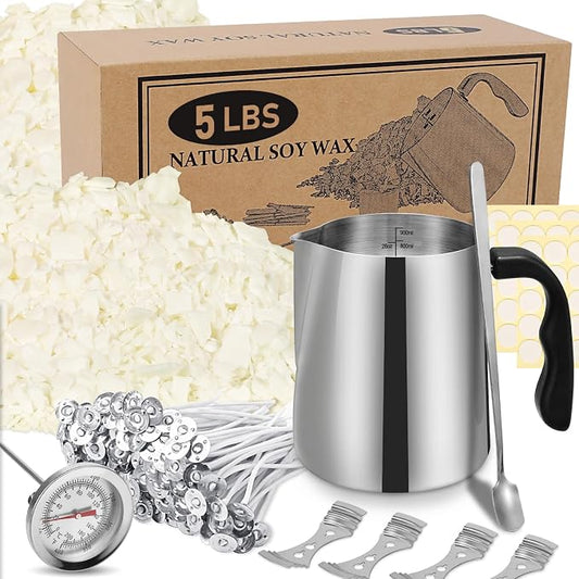 SAEUYVB Candle Making Kit,5 lbs Candle Wax for Candle Making | Natural Soy Wax Flakes with Pouring Pot for Candle Making,Candle Making Supplies for Adults Beginners