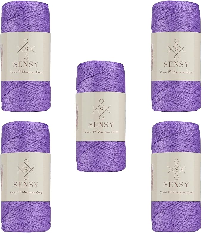 S Sensy 2mm - Premium Polypropylene Macrame Cord, 5 Skein Lilac, 252 Yards