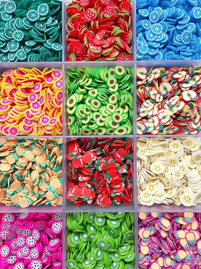 17500Pcs Polymer Fruit Slices Fruit Nail Art Slice 3D Polymer Slices Polymer Clay Slice Colorful Making Supplies for DIY Crafts Nail Art, and Cellphone Decorations(28 Styles)