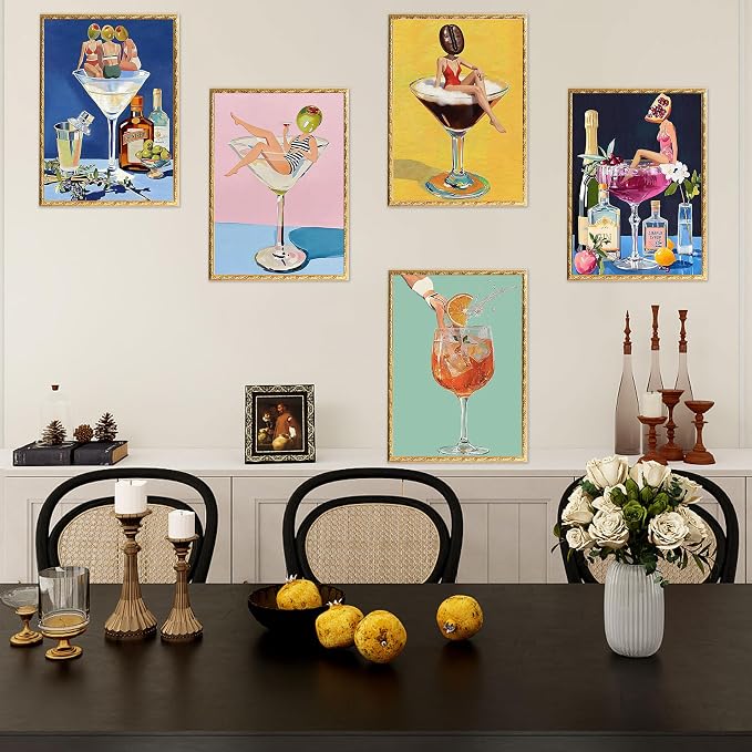 6 Pack Cocktail Diamond Painting for Adults Cocktail Diamond Art 10x12in