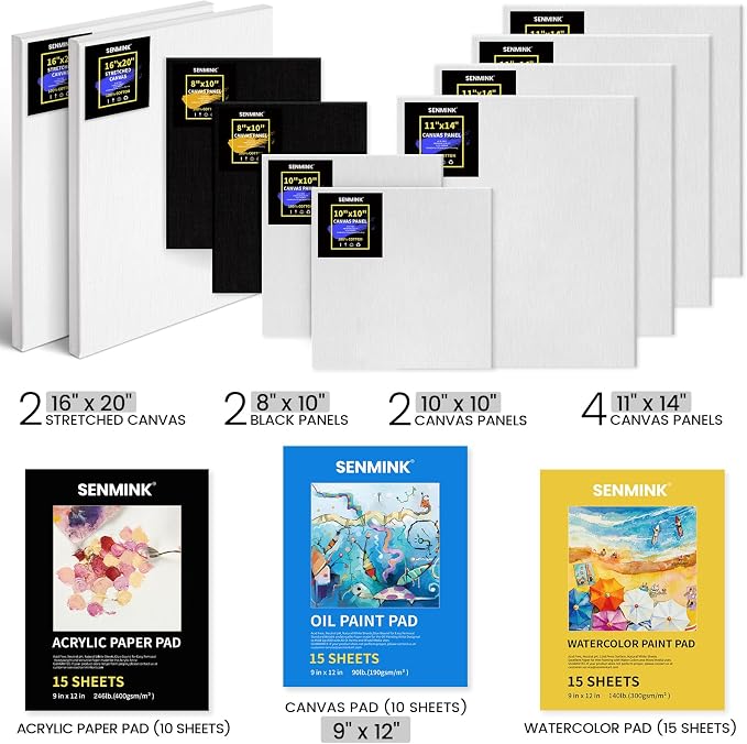 196Pcs Deluxe Artist Painting Set with French Easel, 48 Colors Acrylic & Oil Paints, 24 Colors Watercolor Paints, Art Paint Supplies for Artists, Beginner & Adults