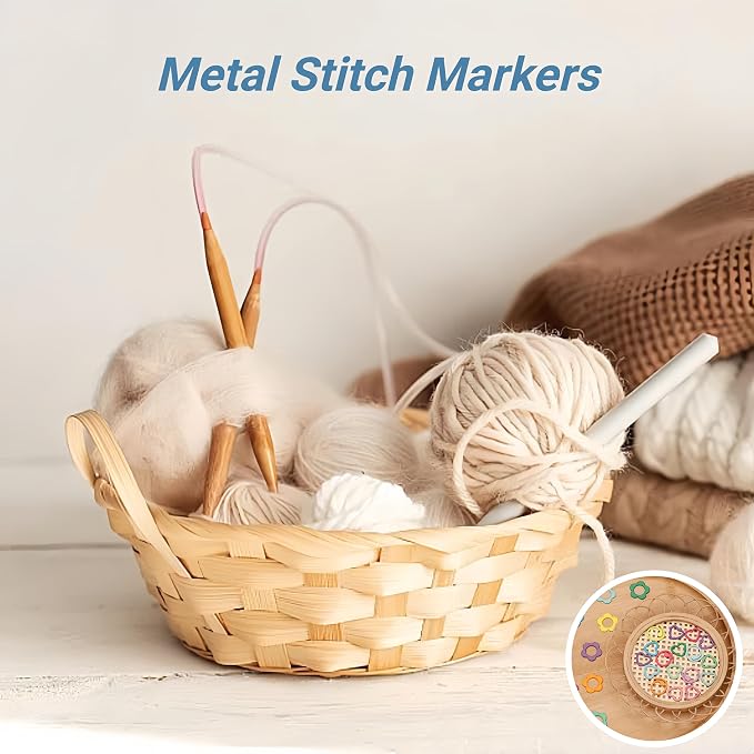 Wonafa 50Pcs Heart-Shaped Metal Stitch Markers,Metal Colorful Crochet Stitch Markers,with Storage Box for Crocheting Clothing Tag DIY Craft Project (Heart-Shaped-50Pcs)