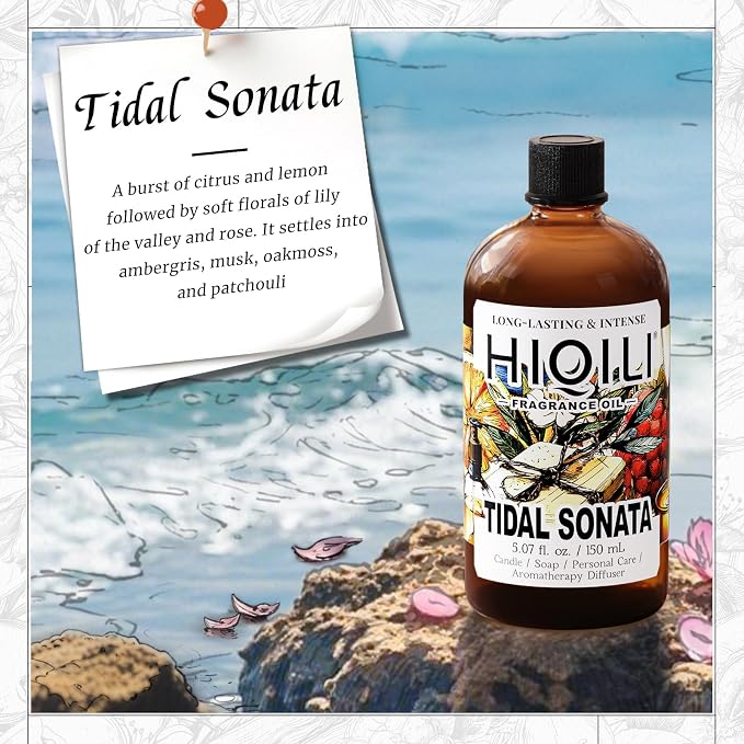 HIQILI Tidal Sonata Fragrance Oil for Diffuser, Ocean & Lemon Scents, Candle & Soap Making, Personal Care Scenting, Aquatic Notes, Long-Lasting Scents - 5.07 Fl Oz (Pack of 1)