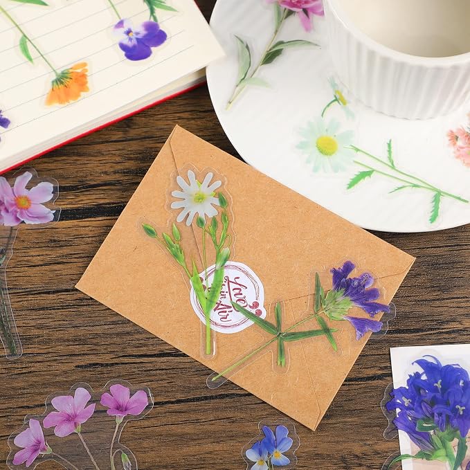 160 Natural Flower Stickers for Scrapbooking, Journals & Card Making | Self-Adhesive Floral Stickers, 80 Sheets, For Journals, Scrapbooks, Letters, Laptops And Diy Crafts